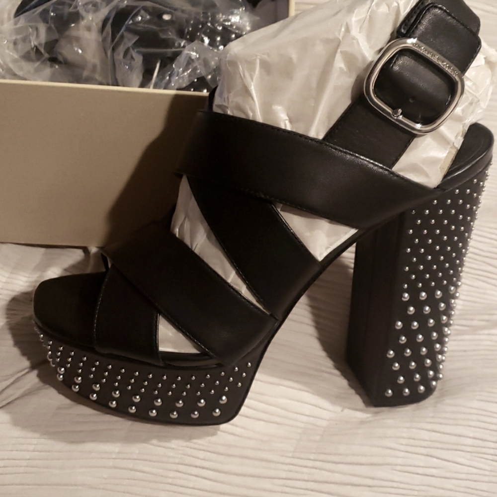 Michael Kors Mila Studded Leather Platform Sandal